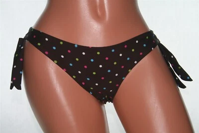 Parte inferior de bikini marrón con lunares de colores por todas partes y corbatas laterales talla S Foto 1 de 3