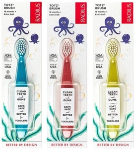 Cepillo de dientes RADIUS Totz cepillo extra suave surtido de colores 3 unidades | libre de BPA - Imagen 1 de 9