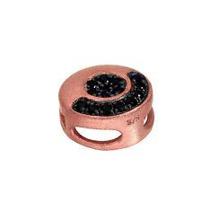 9ct Rose Gold & Black CZ Crystal Flat Round Bead Charm Circle Beads