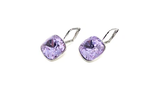 Bella Cushion Swarovski Elements Crystal Earrings 18K Gold Plated Various Colors - Picture 1 of 10