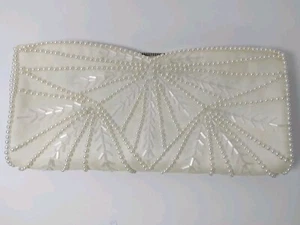 Vintage LA Regale Ltd Ivory Beaded Clutch Purse Evening Clutch Made In Japan - Picture 1 of 14