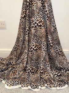 1 Meter Leopard Print Soft Linen Viscose Fabric 58”Wide Dressmaking - Picture 1 of 8