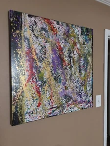 "What’s the Splatter?” Abstract Large Oil Painting On Canvas Original JLW Artist - Picture 1 of 9