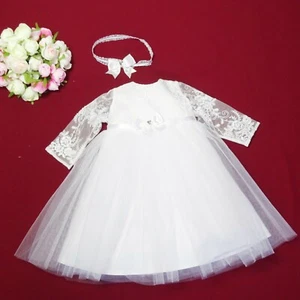 Taufkleid +Stirnband Spitze Gr. 56,62,68,74,80,86 ,92 ❤️ NEU 2020 ❤️ - Bild 1 von 5