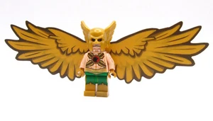 Official LEGO® HAWKMAN parts with Custom Printed Head, arms & wings GOLD WINGS - Picture 1 of 2