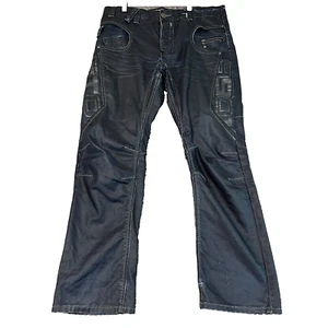 Biker Mens Jeans Bootcut Regular Dark Grey Y2K 00s Skater Eto 9901 W34 L30 - Picture 1 of 14