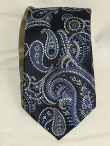 Corbata de seda tejida de cachemira azul fabulosa CONDESA MARA 60 X 3 3/4" - Imagen 1 de 2