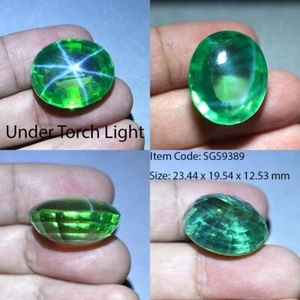 54.70 Ct 23.44x19.54 MM Green Star Sapphire 6 Rays Lab Corundum VDO SGS9389 - Picture 1 of 5