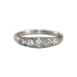 Anello con diamanti antichi in platino e iridio 0,30 ct - Foto 1 di 6