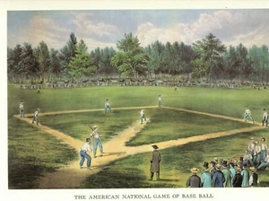 Currier & Ives Hoboken, NJ Birthplace of Baseball Elysian Field 19x14 - Picture 1 of 1