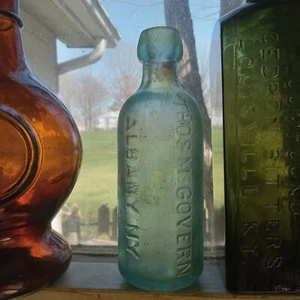ALBANY,NY THOS McGOVERN BELFAST GINGER ALE 1870er ANGEWENDETE SODAFLASCHE MIT KLECKSVERSCHLUSS - Bild 1 von 9