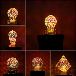 connector Ball light E27 holder Edison 3D Fireworks Bulb Party Lamp Glass - Picture 1 of 17