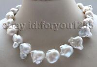 34" Genuine Natural 28x37mm White Reborn Keshi Pearl Necklace 14k #f1696!