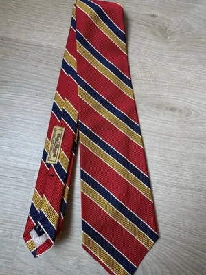 Corbata de cuello de seda para hombre Paul Stuart amarilla/azul marino/roja a rayas hecha en EE. UU. 56 x 3 3/4 Foto 1 de 3