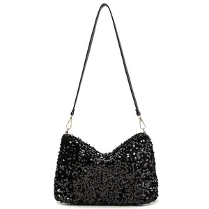 Damen Pailletten Handtasche Abend Tasche Pailletten Schultertasche Kupplung - Bild 1 von 14