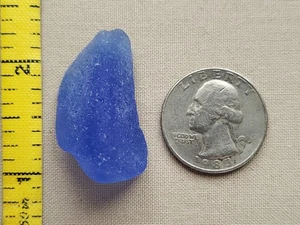GENUINE BEACH SEA GLASS SURF TUMBLED CORNFLOWER LT BLUE BOTTOM PART PENDANT V1 - Picture 1 of 8