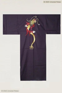 Accappatoio Kimono Giapponese Uomo Drago di Fiamma Cotone Made in Japan - Foto 1 di 3