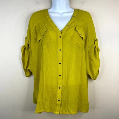 Top túnica con botones de gasa playera Alfani para mujer talla L bohemio crucero vacaciones Foto 1 de 4