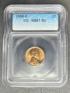 1956-D Lincoln Wheat Cent ICG MS-67 RD, Buy 3 Items, Get $5 Off!!! - Picture 1 of 2