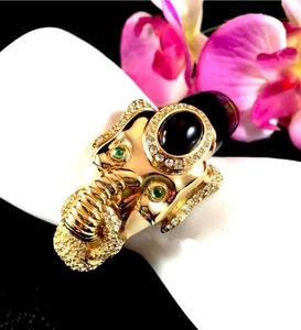 SIGNIERTES AUFKLAPPBARES CINER VINTAGE JUWELENBESETZTES EMAILLIERTES ELEFANTENARMBAND TOP - Bild 1 von 4