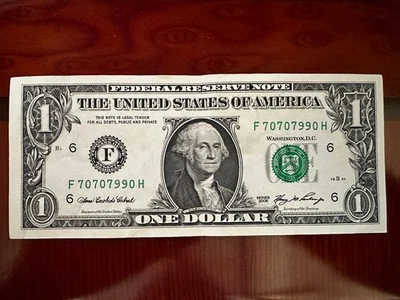 2006 $1 One Dollar Unique Serial Number 70707990 - Image 1 of 4