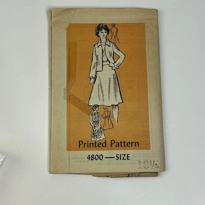 Dress & Jacket Size 18.5 Vintage Uncut Sewing Pattern Mail Order 4800 Sleeveless - Image 1 of 2