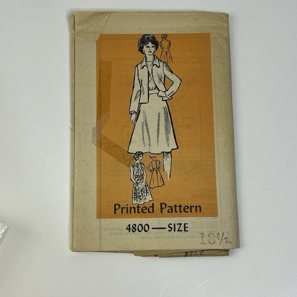 Dress & Jacket Size 18.5 Vintage Uncut Sewing Pattern Mail Order 4800 Sleeveless - Image 1 of 2