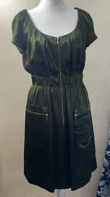 Nuevo Vestido Verde Phoebe Couture Manga Gorra Cremallera Acento Talla 6 Sin Etiquetas Foto 1 de 4