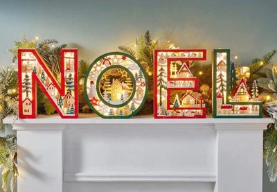 NOEL Light Up Wooden Letters- Set of 4 - Christmas Decoration Home Decor