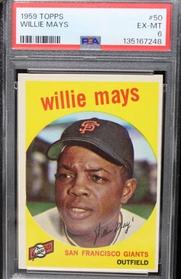 1959 Topps Willie Mays #50  Baseball Card PSA 6 HOF Just Graded - Image 1 of 3