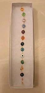 14 Karat Gelbgold Evil Eye Armband Glieder Murano Glas Mehrfarbig 8,6 g 585 SET - Bild 1 von 9