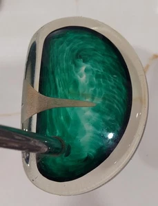 Hand Blown Glass Putter Signed Ray Mathews Jr., Emerald, RH, 34.5", mallet golf - Picture 1 of 6