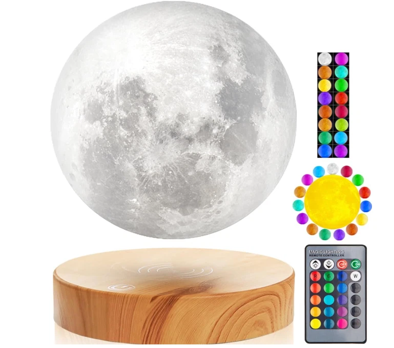 Lampe Lune Lévitante│ VGAzer│3D│Base Bois│Veilleuse LED│Enfant & Adulte - Photo 1/4