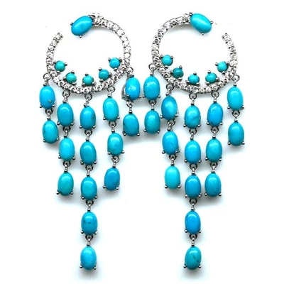 Brincos de prata esterlina 925 azul turquesa e zircão Black Friday - Imagem 1 de 4