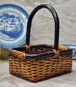 Vintage Chinese Bamboo Market Basket with Original "Made in China" Sticker - Picture 1 of 10