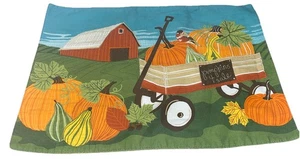 Fall Autumn Thanksgiving Pumpkin Patch Barn Country Aplique PLACEMAT Reversible - Picture 1 of 2