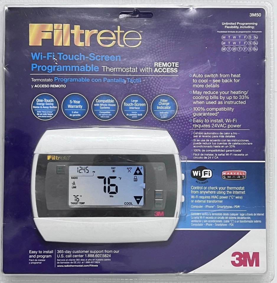Filtrete 3M 3M50 Wifi-Touchscreen Programmable Thermostat with Remote Access - Image 1 of 3