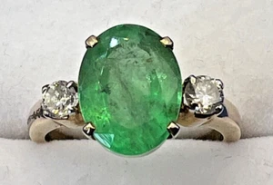 Art Deco 18K Gold Ring with Columbian Emerald and 0.35 Ct Diamonds, With Certi. - Picture 1 of 11