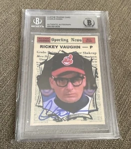 Autographed Charlie Sheen  (Ricky Vaughn) Cleveland Custom Card Certified Auto - Picture 1 of 3