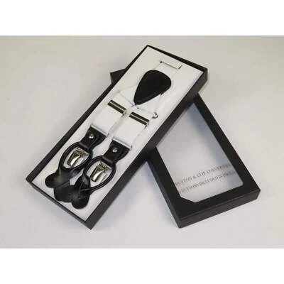 ELEGANTE Tirantes Clip en y Botón Opción para Pantalones o Traje Pantalones Blanco Foto 1 de 4