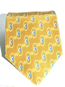 Perry Ellis Men's Silk Tie 57" X 3.25 " mustard  geometric design   box 129 - Picture 1 of 6