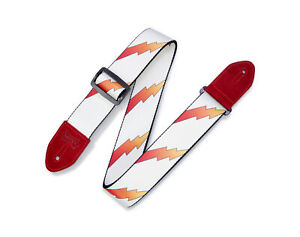 Levy's MPRB2 2" Printed Polyester Guitar Strap Red Rainbolt On White