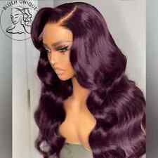 Dark Burgundy Lace Front Synthetic Wigs Deep Purple Body Wave HD Lace Wigs Women
