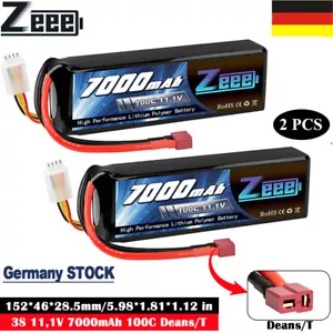 2x Zeee 11,1V 3S Lipo Akku Deans Batterie 7000mAh 100C für RC Auto LKW Flugzeug - Bild 1 von 7