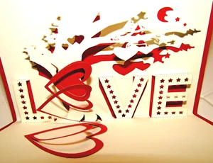 Tarjeta de Felicitación 3D Pop Up LOVE THEME 4" X 6" Día de San Valentín, Cumpleaños y Más - Imagen 1 de 4