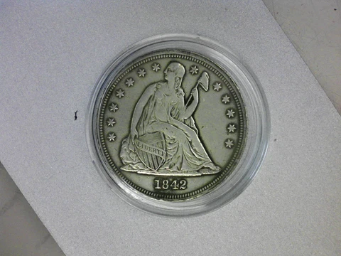 1842 Ex Fine Liberty Seated Dollar "Phila Mint"(40680-Dollar-NLL) Cover