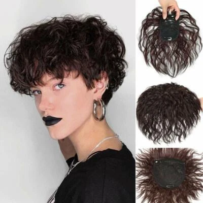 Women Seamless Clip in  Kinky Curly Topper Replacement Fluffy Wiglet Hairpiece - Image 1 of 4