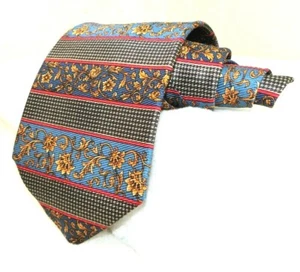 Corbata para hombre Burberrys of London 100 % seda cosida a mano EE. UU. oro filigrana 58" de largo - Imagen 1 de 8