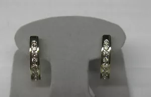 14K SOLID GOLD GENUINE 1.00 CT. DIAMOND OMEGA BACK HOOP EARRINGS - Picture 1 of 5