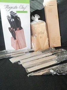 NEW MAJESTIC CHEF 9 PIECE STAINLESS STEAL KITCHEN BLOCK KNIVES HOME CABIN SET - Picture 1 of 10